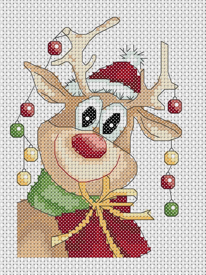 Printable PDF Cross Stitch Chart Christmas Reindeer 2 Ideal Etsy