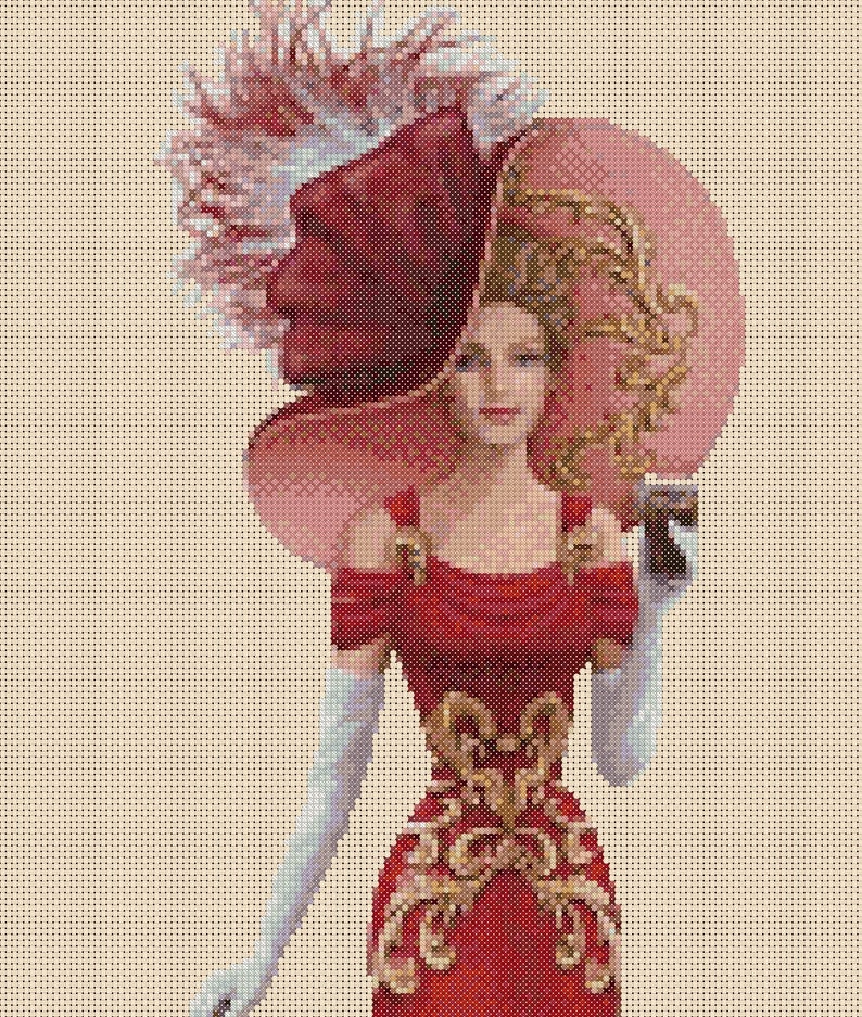 PDF Cross Stitch Chart Elegant Lady No. 156 Yy