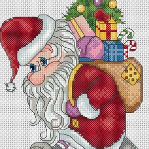 PDF Cross Stitch Chart Santa&#39;s Delivery ideal size for christmas card