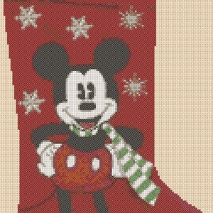 Digital Download PDF Cross Stitch Chart Christmas Stocking - Mickey Mouse2