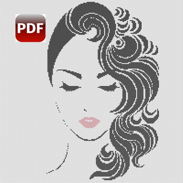 Digital Download PDF Cross Stitch Chart - Lady Jane Silhouette - 920