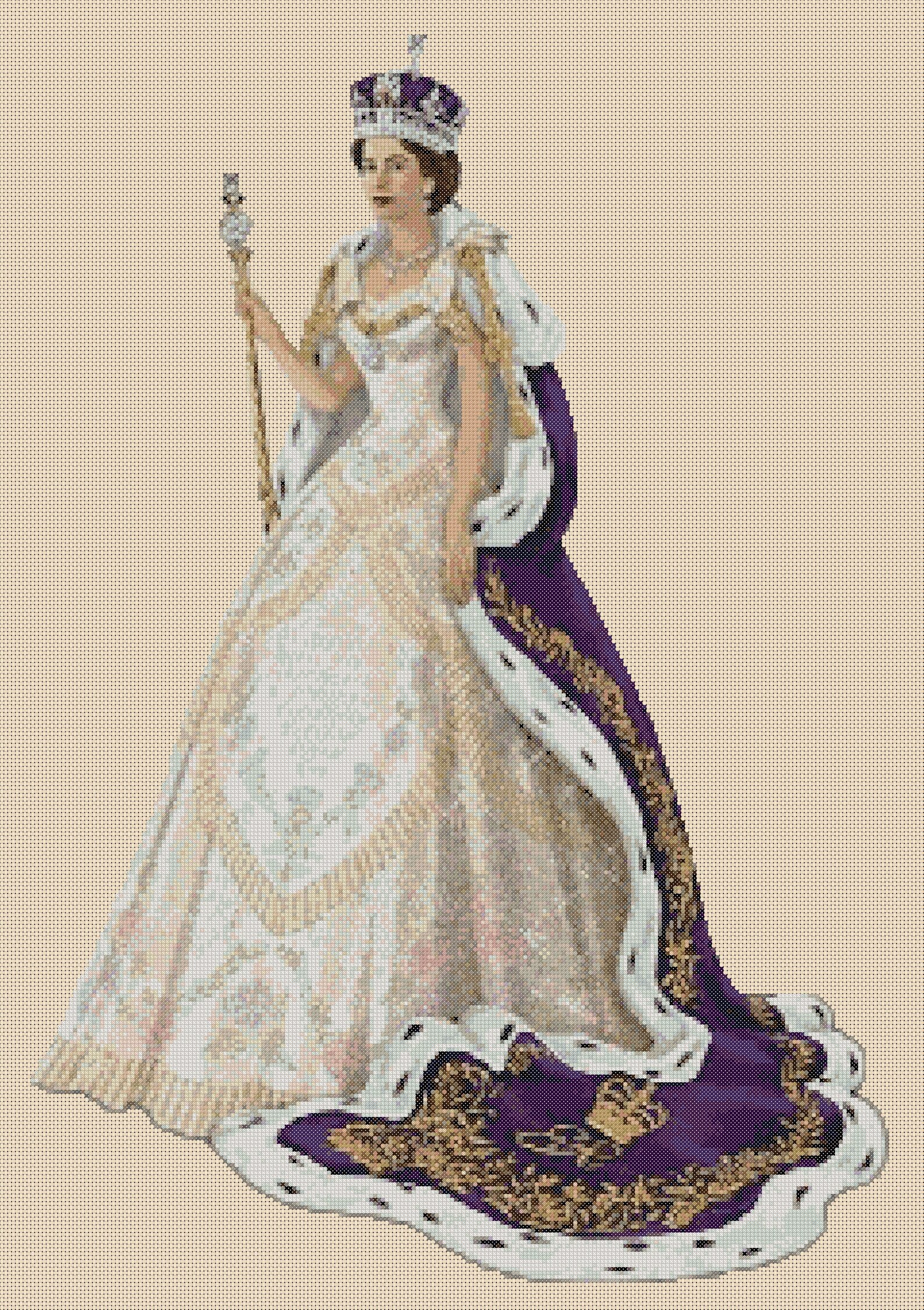 Electronic PDF Printable Cross Stitch Chart Queen Elizabeth Etsy