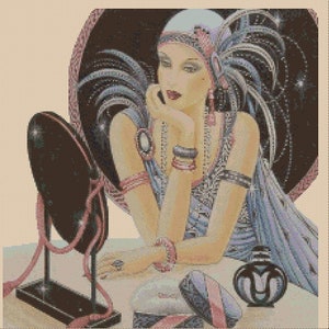 Electronic printable PDF Cross Stitch Chart Art Deco Lady No. 34