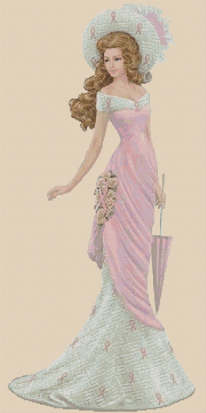 Electronic PDF Printable Cross Stitch Chart Elegant Lady No. 156 K Etsy