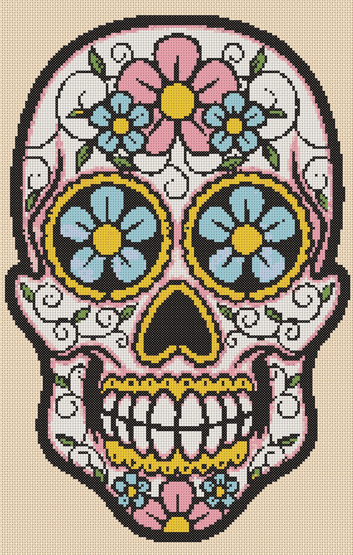 Electronic Printable PDF Cross Stitch Chart Sugar Skull Day of - Etsy