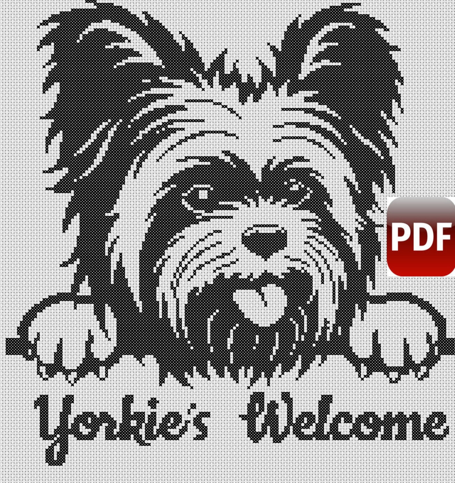 Digital Download PDF Cross Stitch Chart Yorkshire Terrier Yorkies