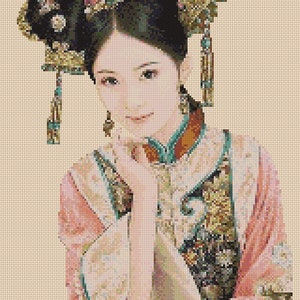 Digital Download PDF Cross Stitch Chart 265 DMC Oriental Elegant Lady