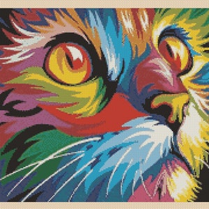 PDF Cross Stitch Chart Colourful Pop Cat 1 No. 392