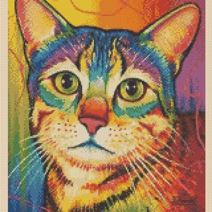 PDF Cross Stitch Chart Colourful Pop Cat 2 No. 392