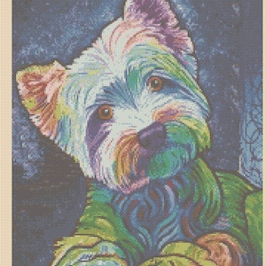 PDF Cross Stitch Chart Colourful Pop Art Westie No. 2