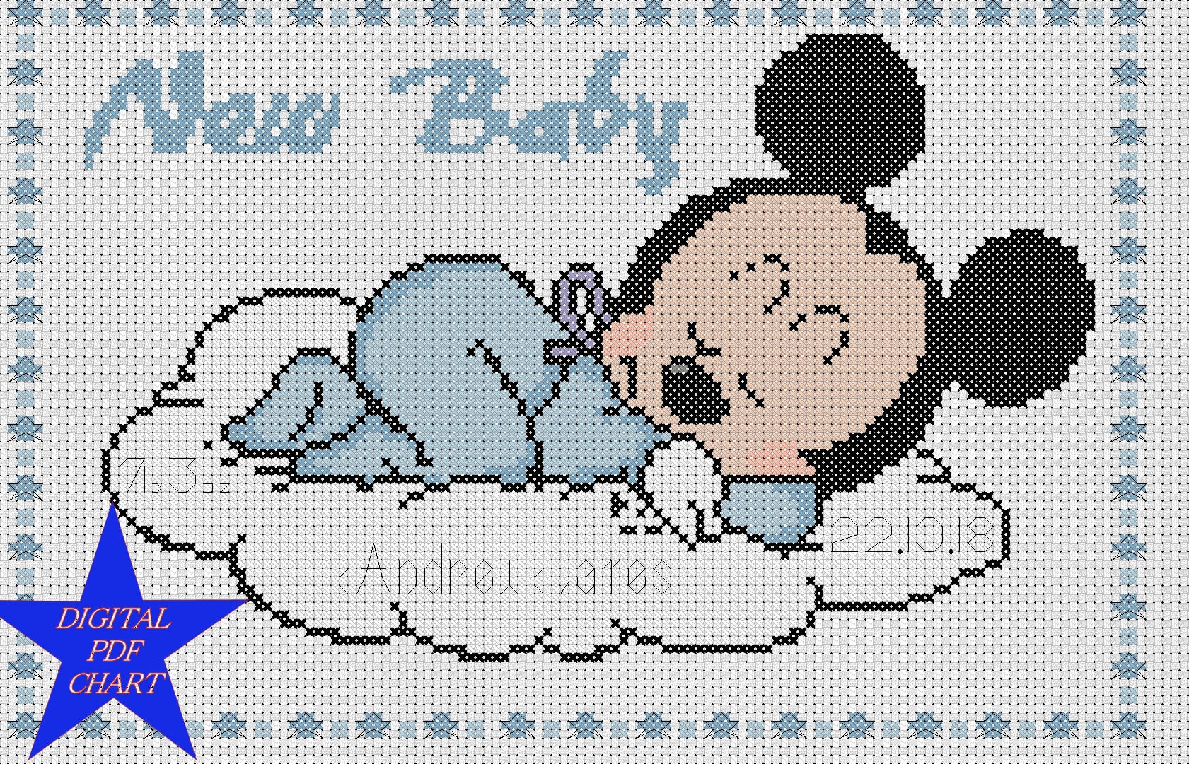 Disney Babies Mickey Mouse Cross Stitch Kit Rocking Horse # 32001 NEW 4” x  6”