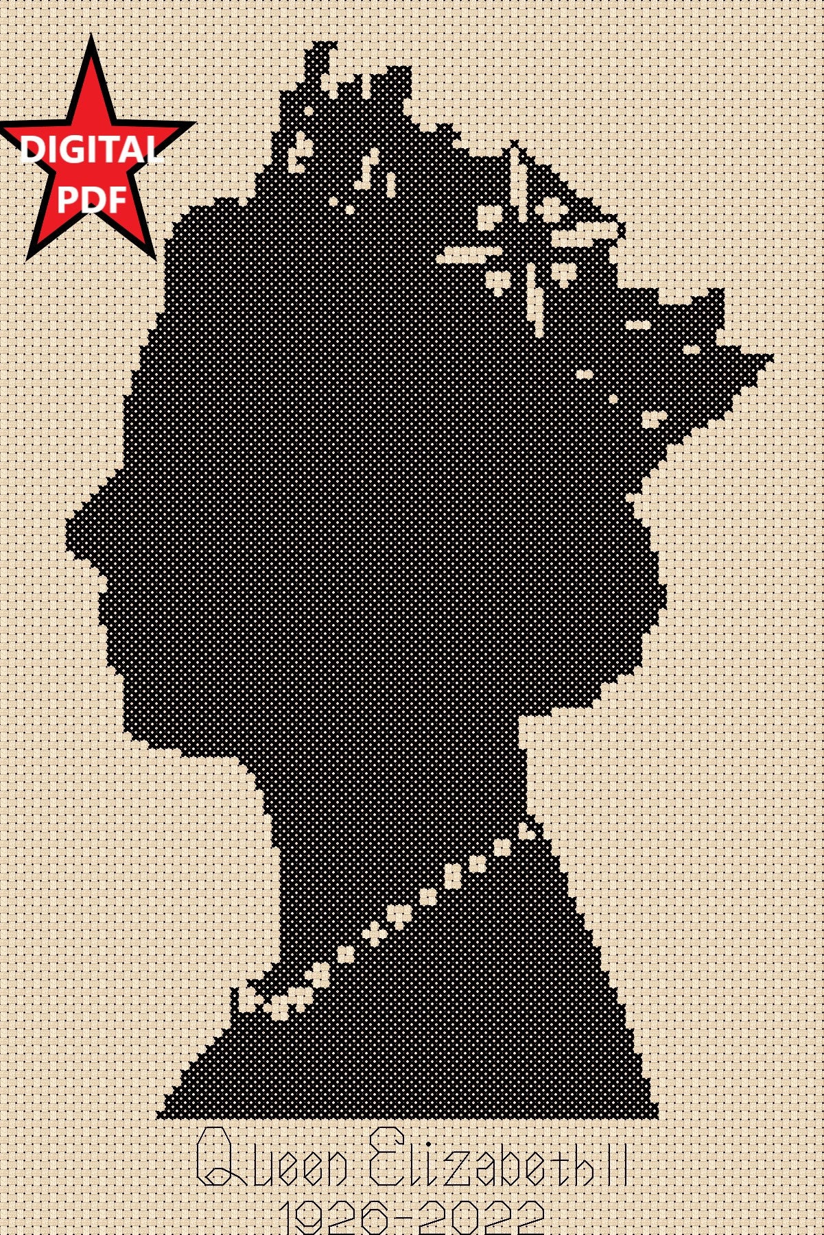 Electronic Download PDF Printable Cross Stitch Chart Queen - Etsy