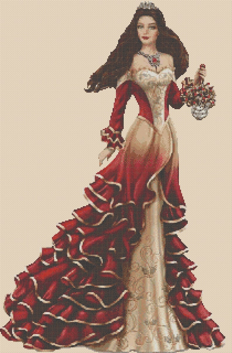 Electronic PDF Printable Cross Stitch Chart Elegant Lady ...