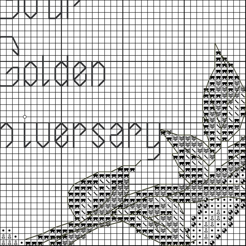 pdf cross stitch chart golden wedding anniversary 50th etsy