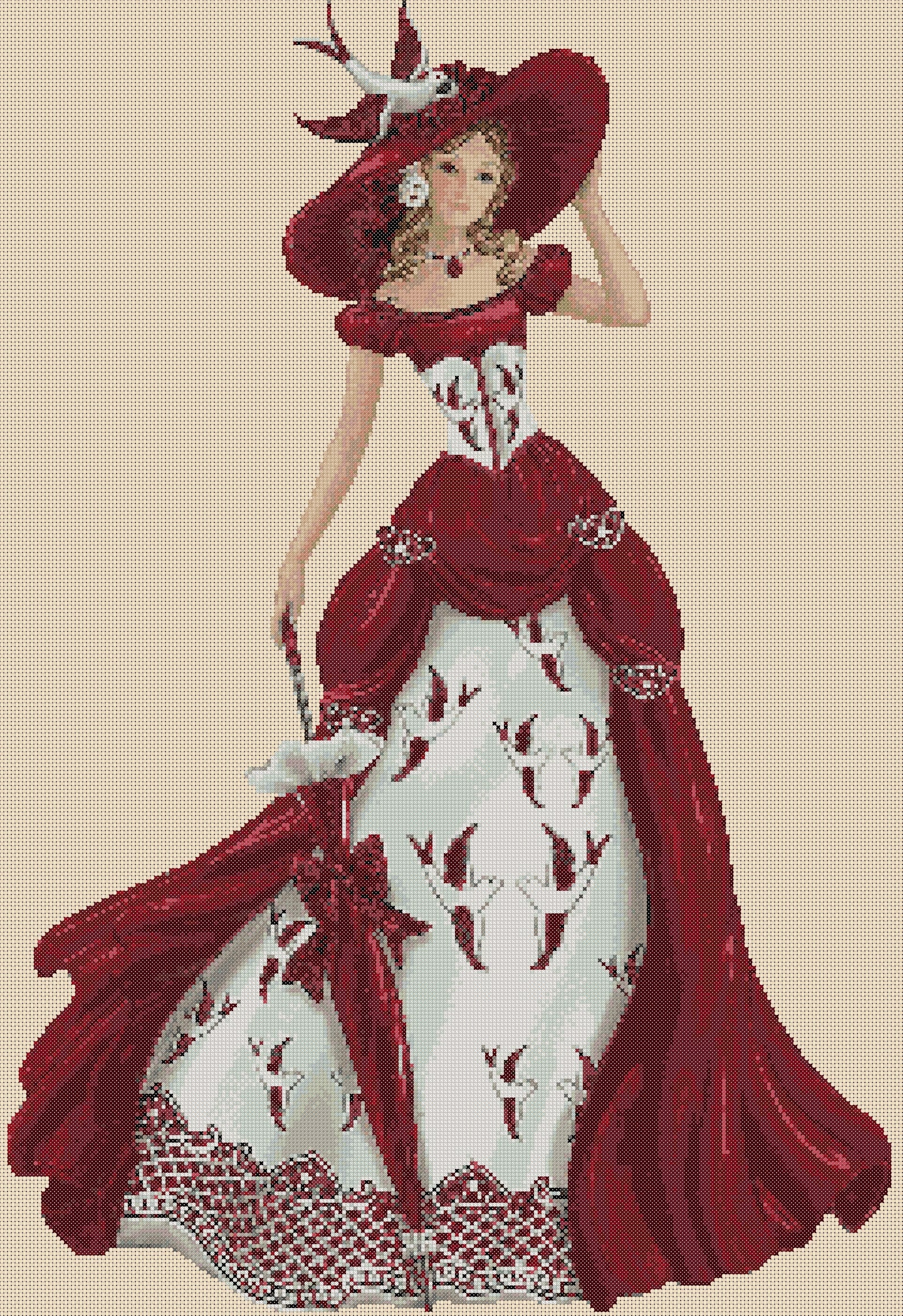 Electronic PDF Printable Cross Stitch Chart Elegant Lady No. Etsy