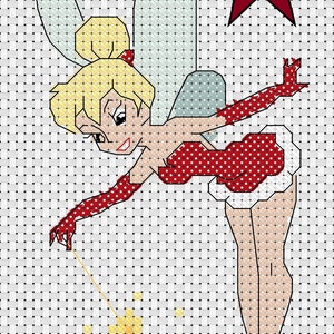 digital download PDF Cross Stitch Chart Christmas Tinkerbell ideal size for christmas card