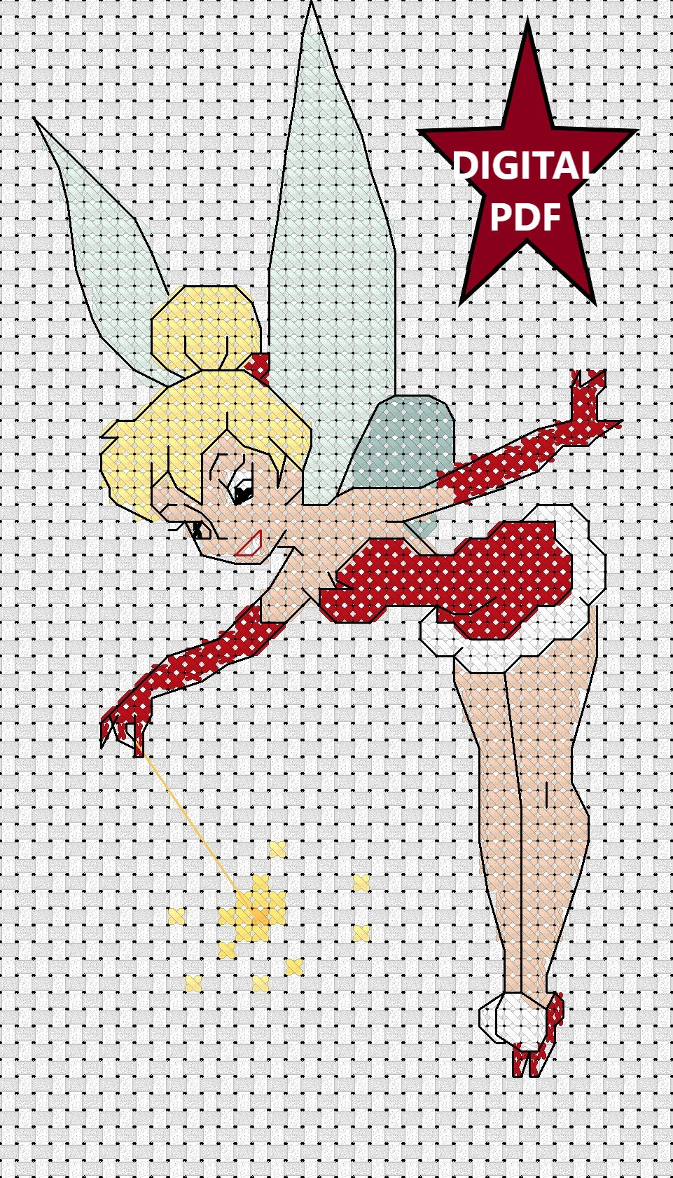 Digital Download PDF Cross Stitch Chart Christmas Tinkerbell Ideal Size for Christmas Card - Etsy digital-download-pdf-cross-stitch-chart-christmas-tinkerbell-ideal-size-for-christmas-card-etsy