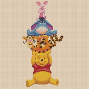 Descarga digital PDF Gráfico de punto de cruz Pirámide de los amigos de Winnie the Pooh