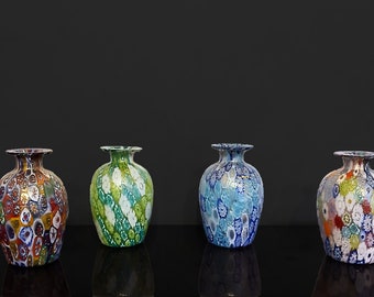 Millefiori Vases - Original Murano Millefiori mosaics Vases with gold, blown by the glass master Campanella. Different colors and sizes!