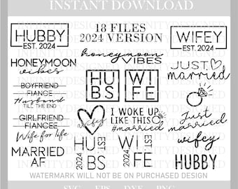 結婚したばかりの svg、結婚式 svg、妻 svg、妻の svg、夫 svg、旦那 svg、svg、svg ファイル、cricut 用の svg ファイル、シルエット、カット ファイル、svg、dxf、eps