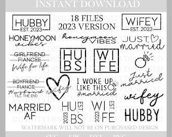 結婚したばかりの svg、結婚式 svg、妻 svg、妻の svg、夫 svg、旦那 svg、svg、svg ファイル、cricut 用の svg ファイル、シルエット、カット ファイル、svg、dxf、eps