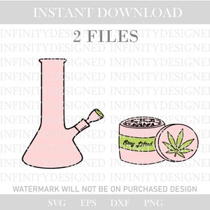 May include: A digital download of two files, a pink bong and a pink container with a green marijuana leaf and the text "Stay Lifted".