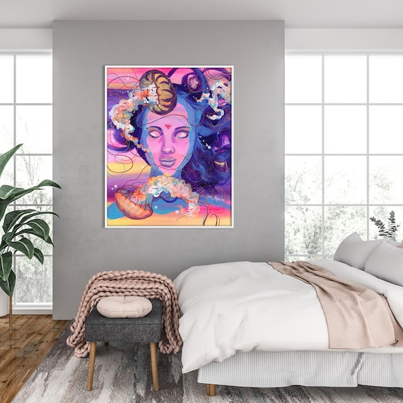 Jellyfish Dream Art Print, Jellyfish Wall Art, Surrealist Art Print, Dream Art Prints, Dreams Art, Acrylic Surrealist Painting, Surrealism