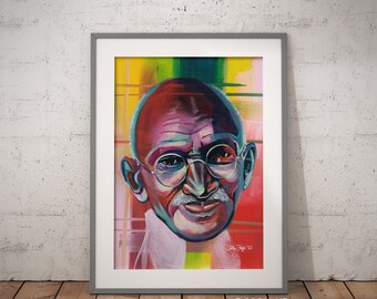 Mahatma Gandhi Wall Art, Gandhi Artwork, Gandhi Print, Freedom Artwork, Surrealism Print, Inspirational print