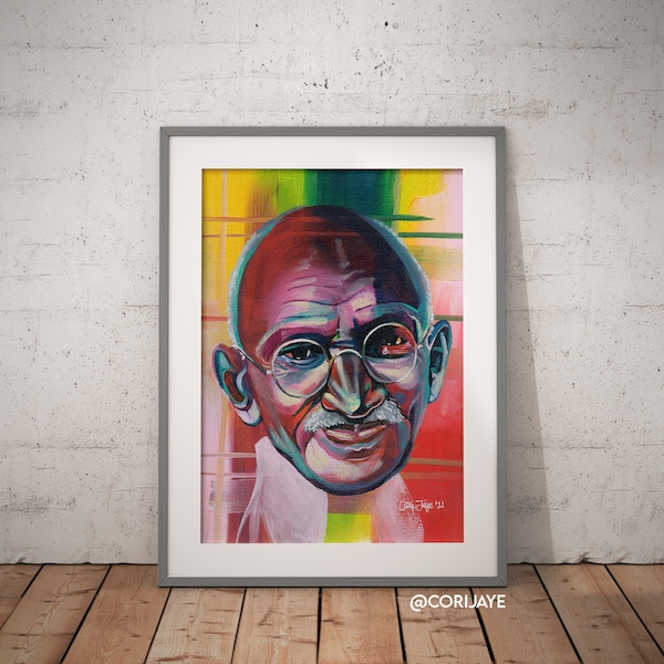 Mahatma Gandhi Wall Art, Gandhi Artwork, Gandhi Print, Freedom Artwork, Surrealism Print, Inspirational print