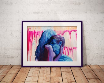 Couple Love Art Print by Cori Jaye, Romantic Art Print, Love Art, Romance Print, Bedroom Art Print, Wall Art