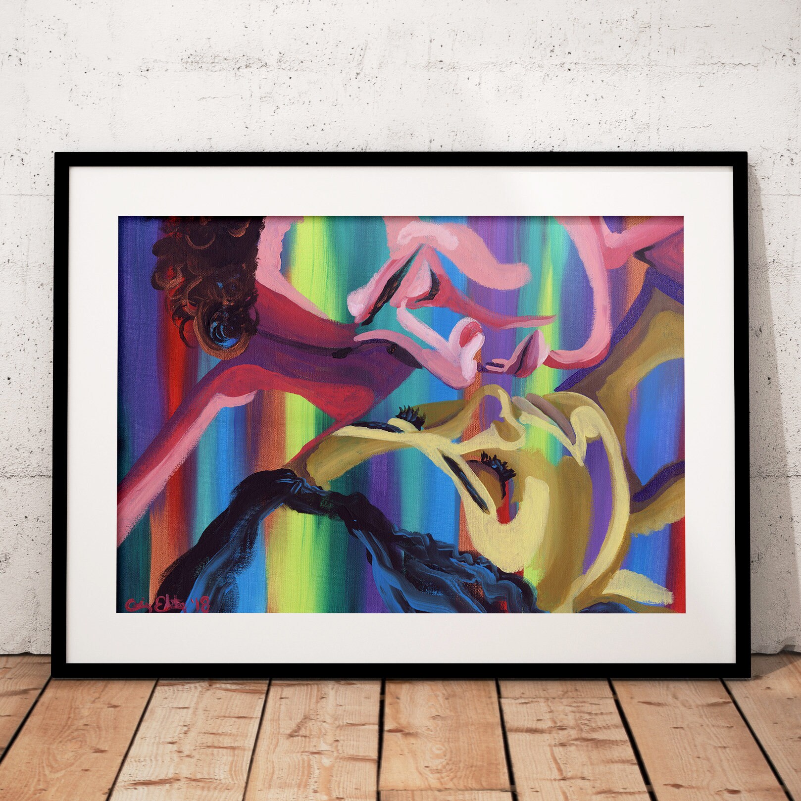 Colorful Couple Love Bedroom Art Print, Romantic Art Print, Love Art ...