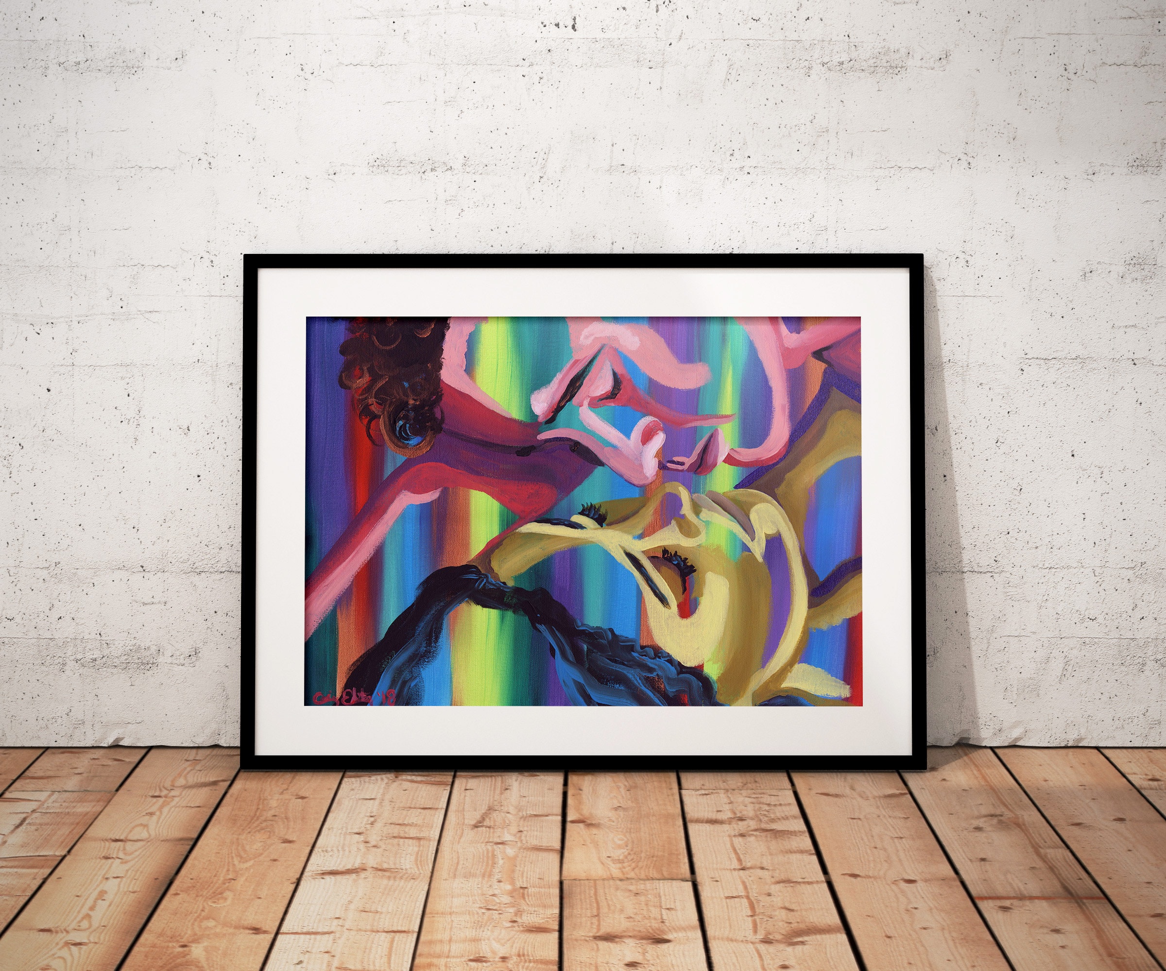 Colorful Couple Love Bedroom Art Print, Romantic Art Print, Love Art