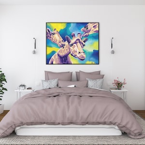 Little Giraffe Art Print, Colorful Giraffe Art, Giraffe Wall Art, Surrealist Art Print, Pop Art Prints, Giraffe Art Prints, Animal Art