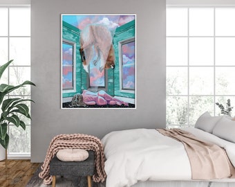 Cloud Wall Art, Window Soul Art Print, Fox Wall Art, Fox Wall Print, Dreamy Art, Surrealist Art Print, Soul Art, Surrealism Dream Pop Art