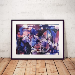 Bedroom Love Art Print, Romantic Art Print, Love Art, Romance Print, Bedroom Artwork, Watercolor Art