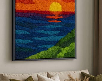 Preserved Reindeer Moss Wall Art Sunrise