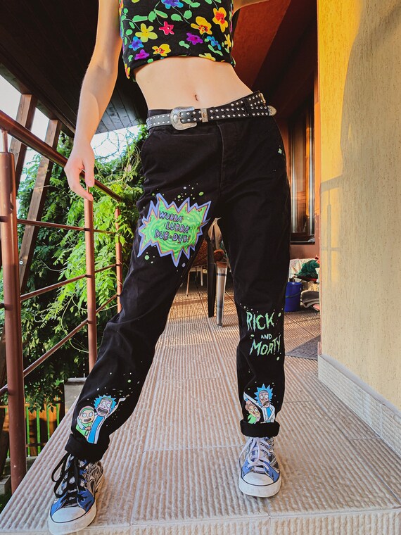 RICK AND MORTY hand-painted custom jeans. Custom painted | Etsy