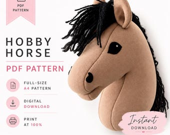 Hobby Horse Pattern PDF | Sewing Pattern Hobby Pony | Digital Download A4 | DIY Stick Horse Sewing Template | Easy Hobby Horse Tutorial