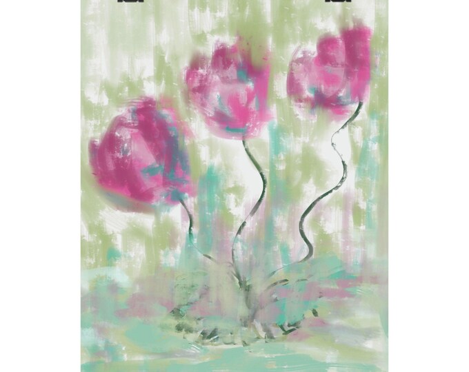 Pink Abstract Flower Painting Matte Vertical Poster | Floral Wall Art