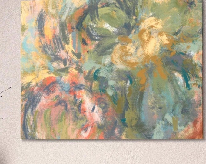 Abstract Floral Wall Art Print | muted  Boho Flower Painting | soft Modern Canvas Art | nature inspired Home Decor | Large Statement art