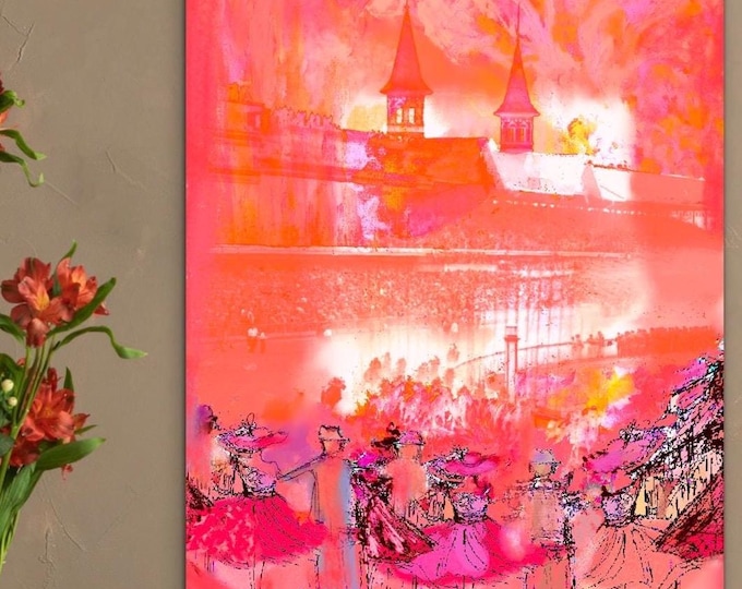 Kentucky derby collage Scene Matte Vertical Poster | Pink Orange