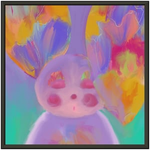 Nursery Watercolor Bunny Poster - Framed Art for Children&#39;s Room - Perfect Easter Spring Decor