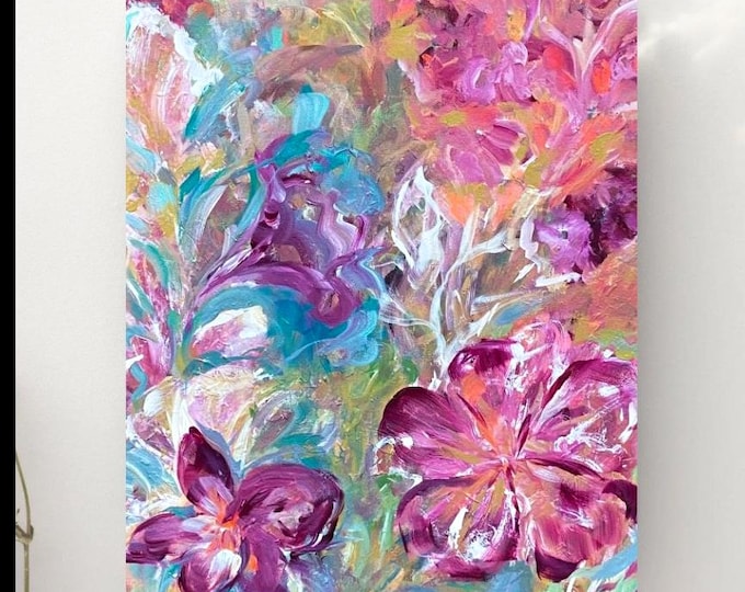 Pink Floral Painting Matte Canvas