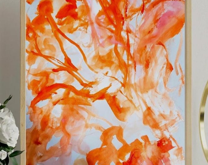 Orange Watercolor Abstract Poster | Matte Vertical Art Print