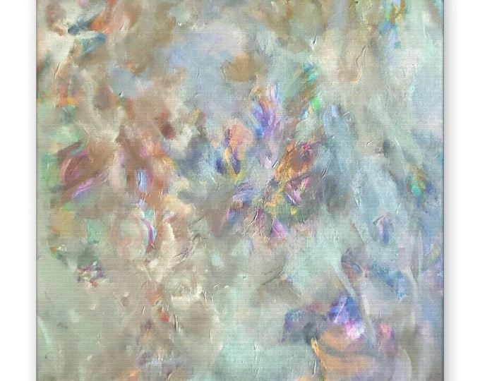 Iridescent Pearl Texture Abstract Canvas Wall Art Matte Stretched 1.25 Inch Boho Decor
