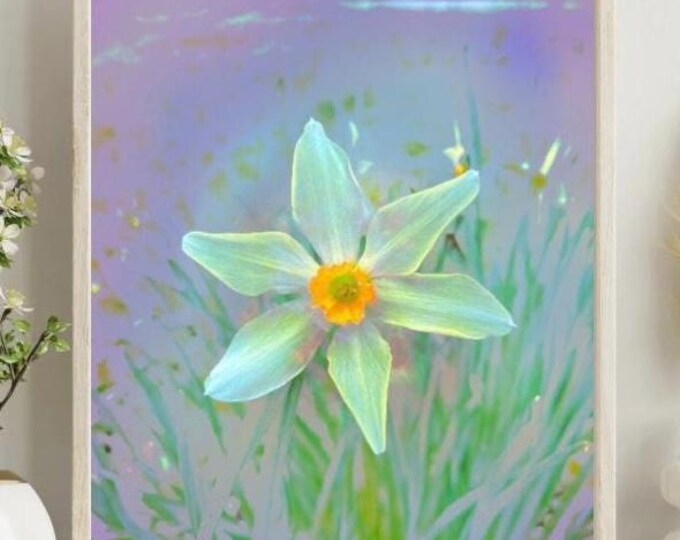 Daffodil Watercolor Poster Matte Vertical Poster | Floral Wall Art