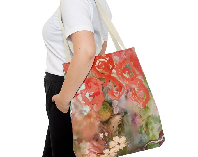 Cottage collage vintage Tote Bag | Abstract Roses, whimsical garden.