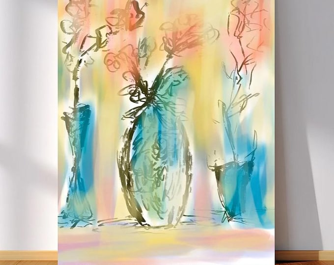 Abstract Watercolor Vases Matte Vertical Poster | Floral Still Life Art