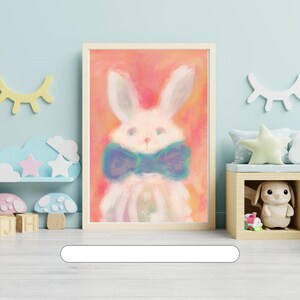 Nursery animals, Bunny Framed Poster - woodland themed, pastel bunny wall art