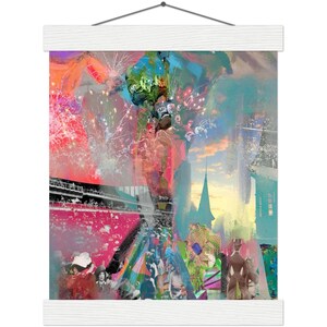 ケンタッキーダービーのコラージュアートポスター（ハンガー付き） - エレガントなホームデコレーション＆ギフトアイデア